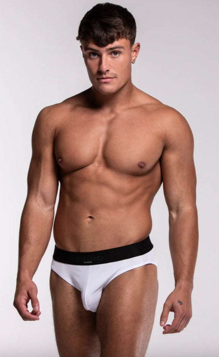 【BOX】Men’s Classic Ribbed Briefs – White