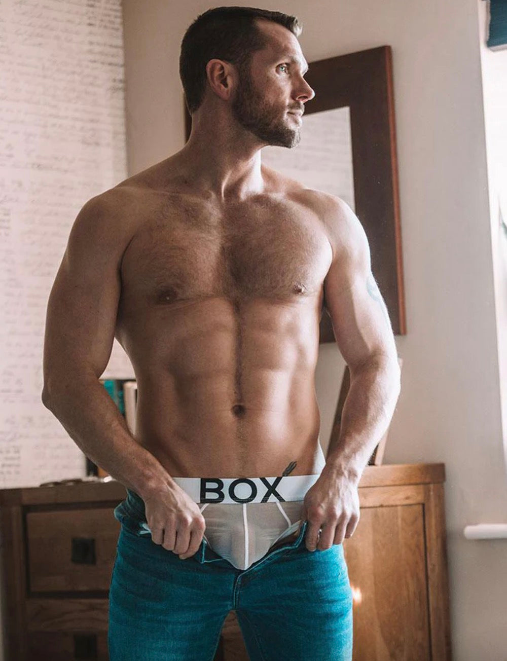 【BOX】Full mesh briefs-(black, white, pink edge)