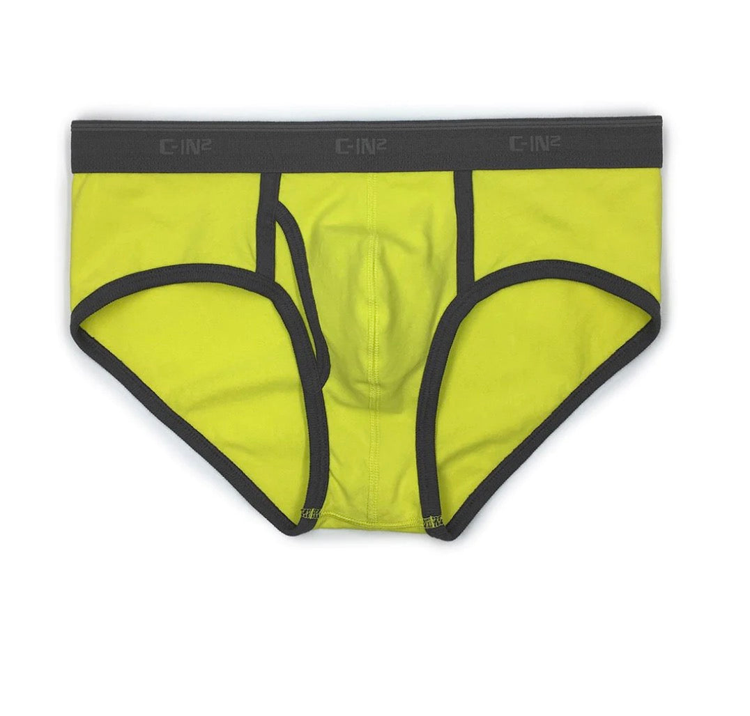 【C-IN2】Slate retro front placket briefs-Rey Yellow