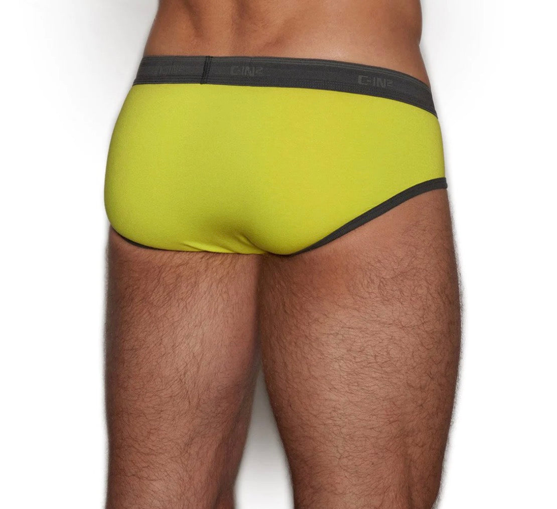 【C-IN2】Slate retro front placket briefs-Rey Yellow