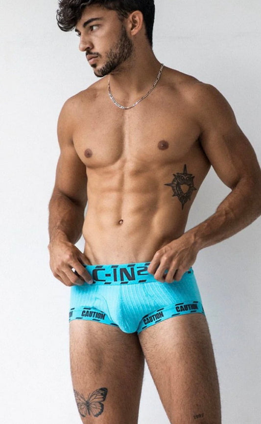 【C-IN2】Caution boxer briefs (blue, black) 