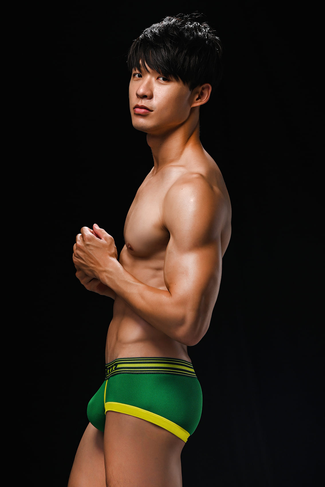 "HaveFun" dense mesh boxer briefs-(green, white)